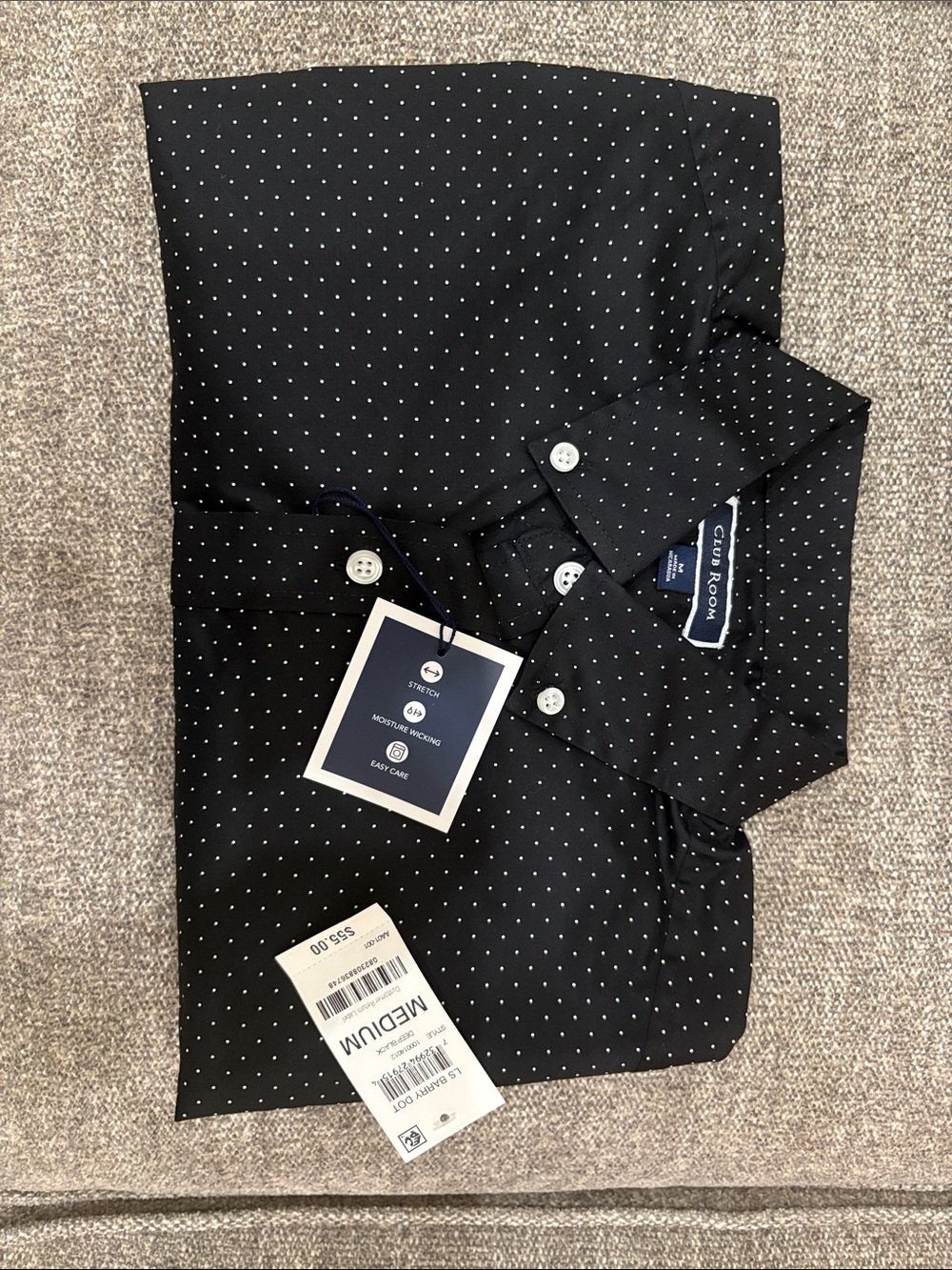 Club Room Black Shirt with White Polka Dots